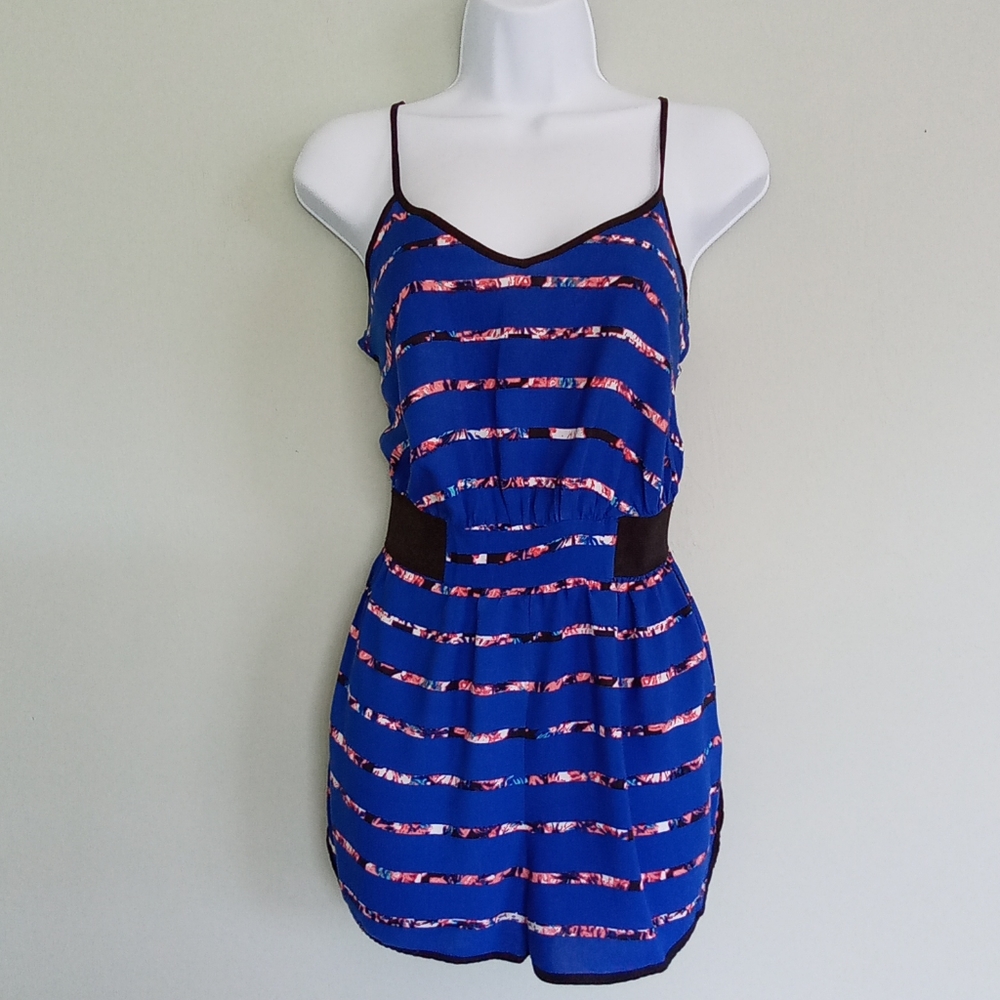 Blue striped romper